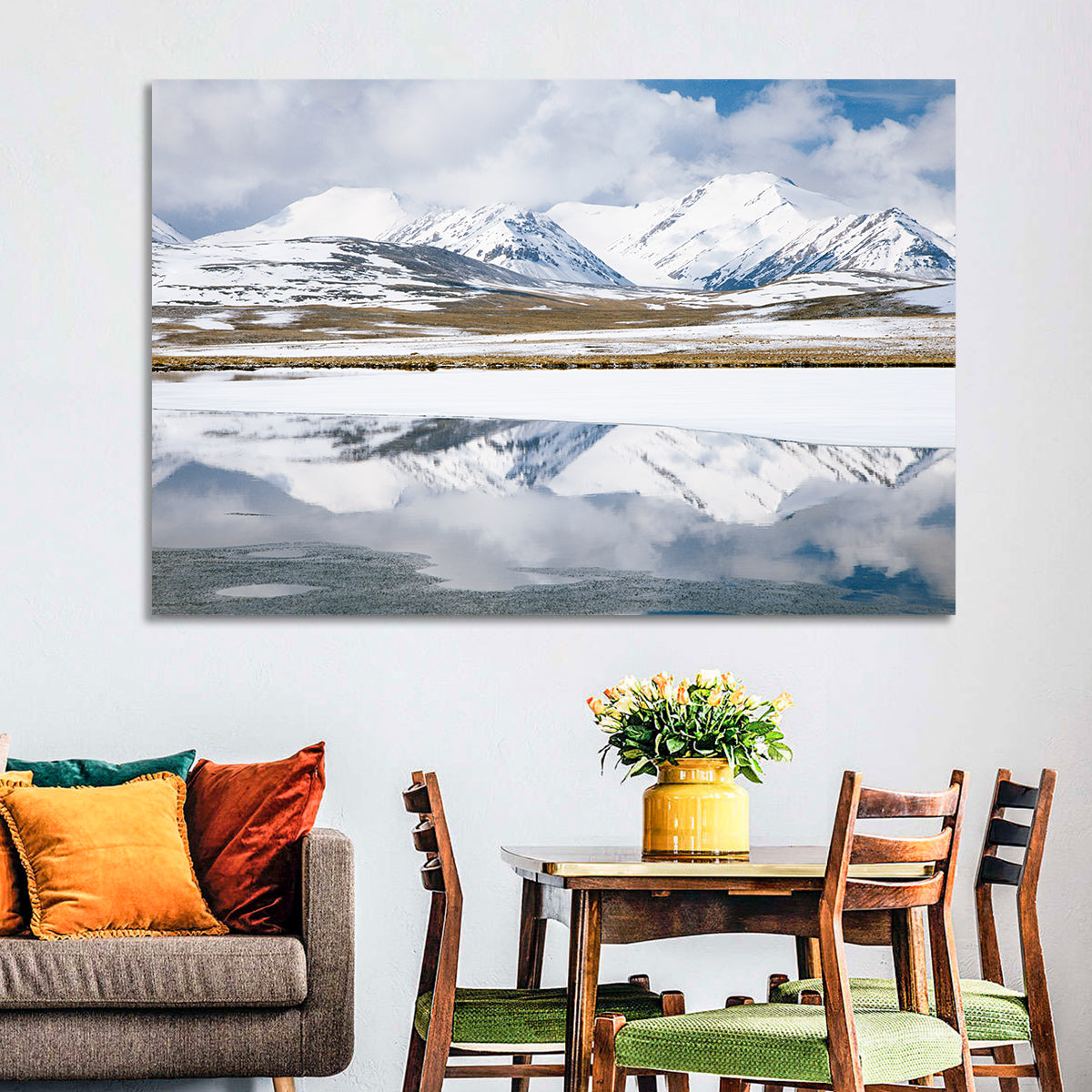 Barskoon Valley Reflection Wall Art in a room, landscape