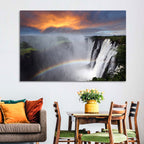 Victoria Falls Rainbow at Dusk Wall Art