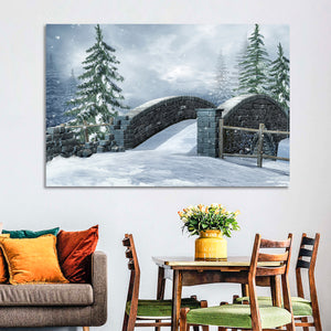 Snowy Park Bridge Wall Art