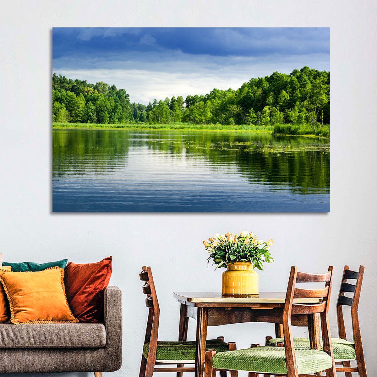 Mazury Forest Lake Wall Art in a room, landscape