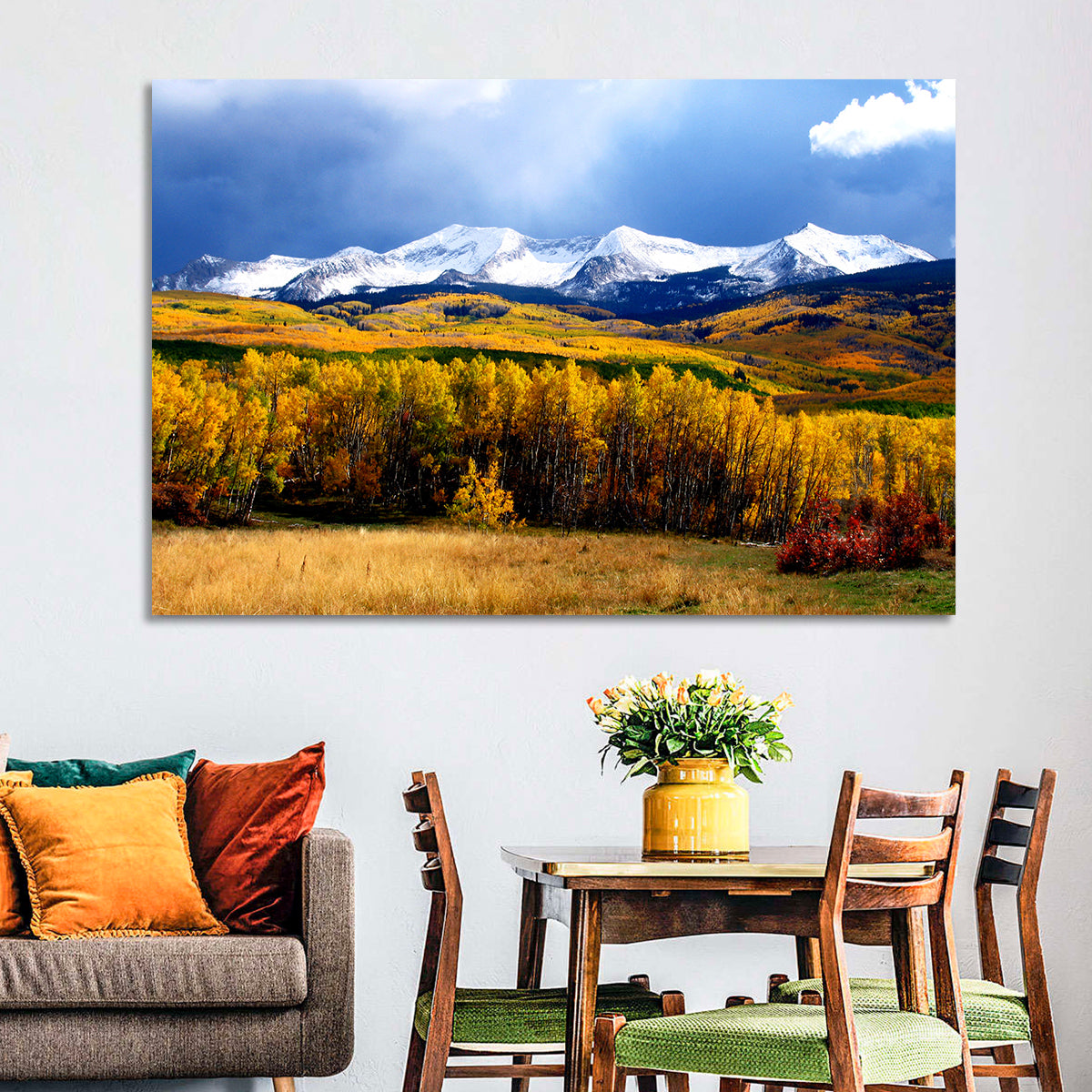 Crested Butte Autumn Mountains Wall Art in a room, landscape