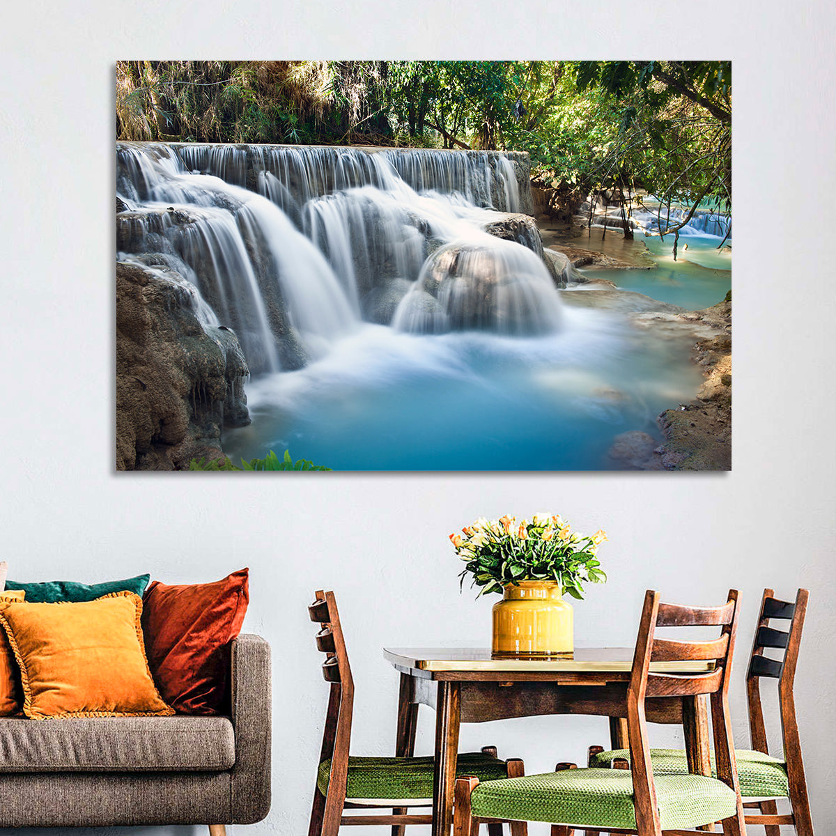 Kuang Si Falls, Luang Prabang Wall Art in a room, landscape
