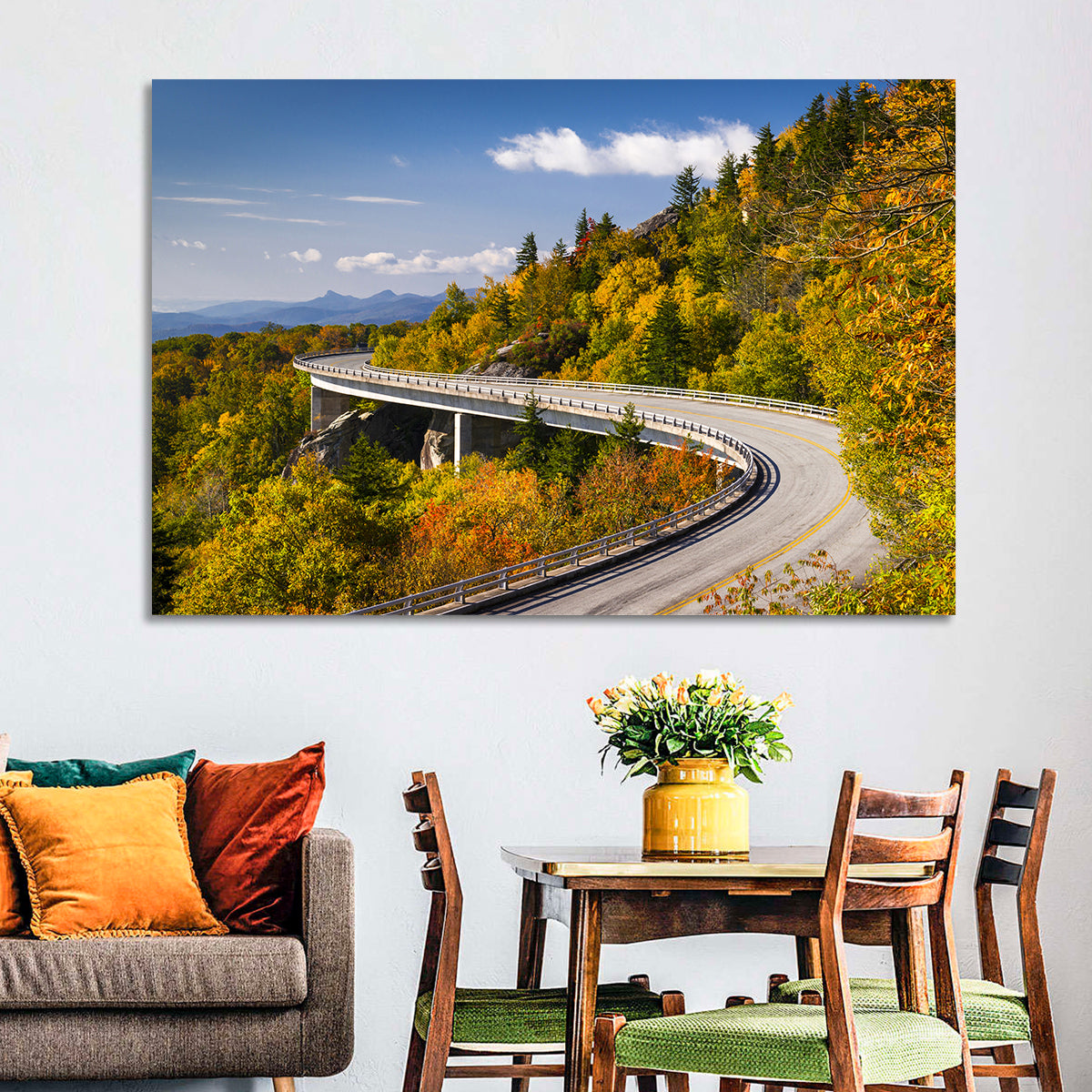 Linn Cove Viaduct at Grandfather Mountain Wall Art in a room, landscape