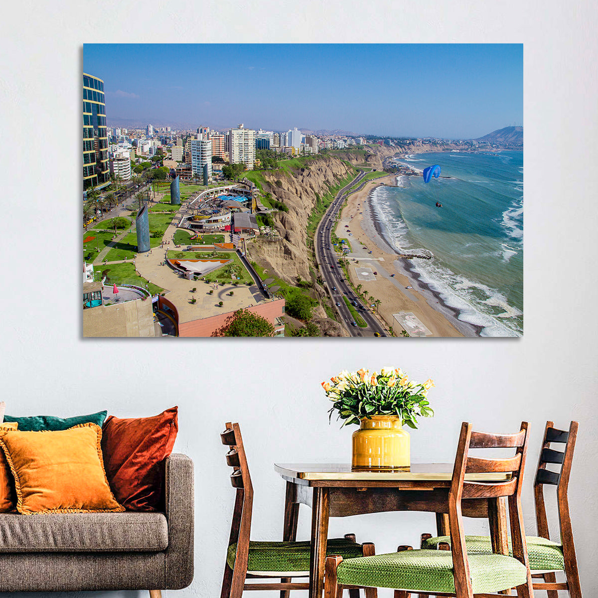 Miraflores Park Coastline Wall Art in a room, landscape