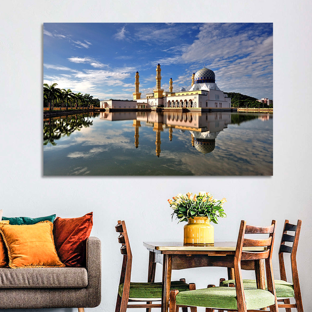 Kota Kinabalu City Mosque Wall Art in a room, landscape