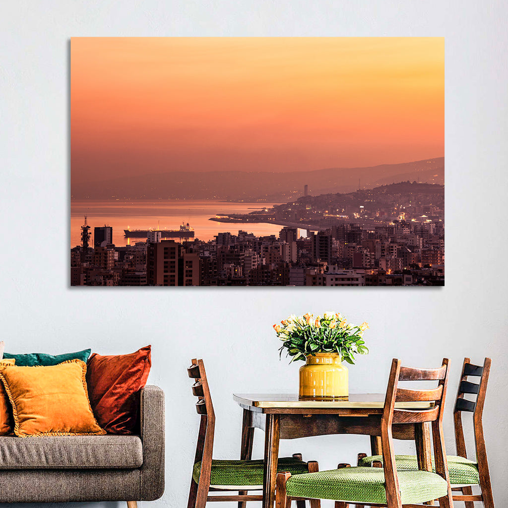 Beirut Sunset Skyline Wall Art
