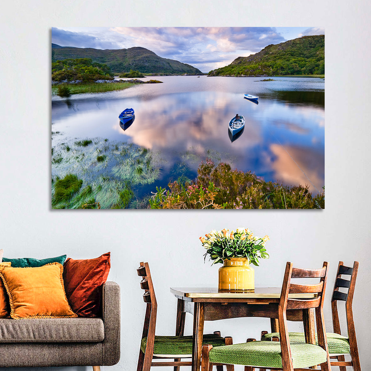 Lough Leane Rowboats at Dusk Wall Art in a room, landscape