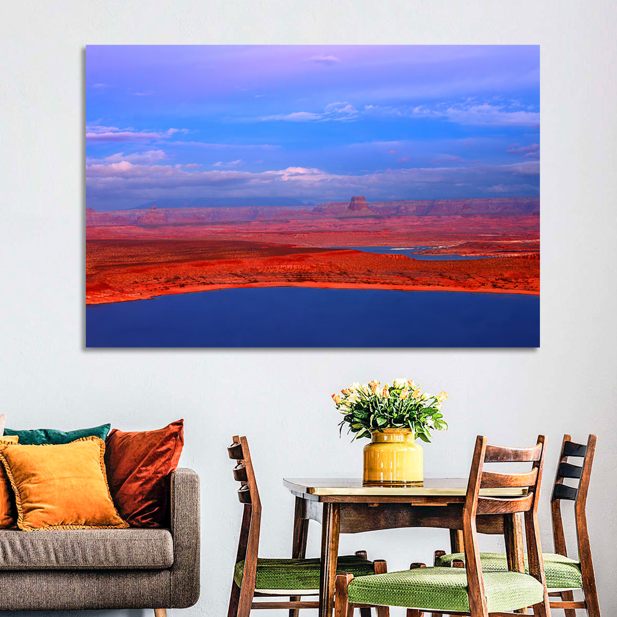 Lake Powell Sunset Wall Art in a room, landscape