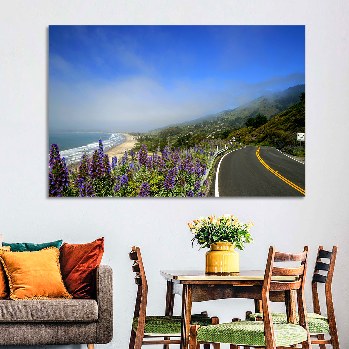 Big Sur Coastal Road Wall Art in a room, landscape