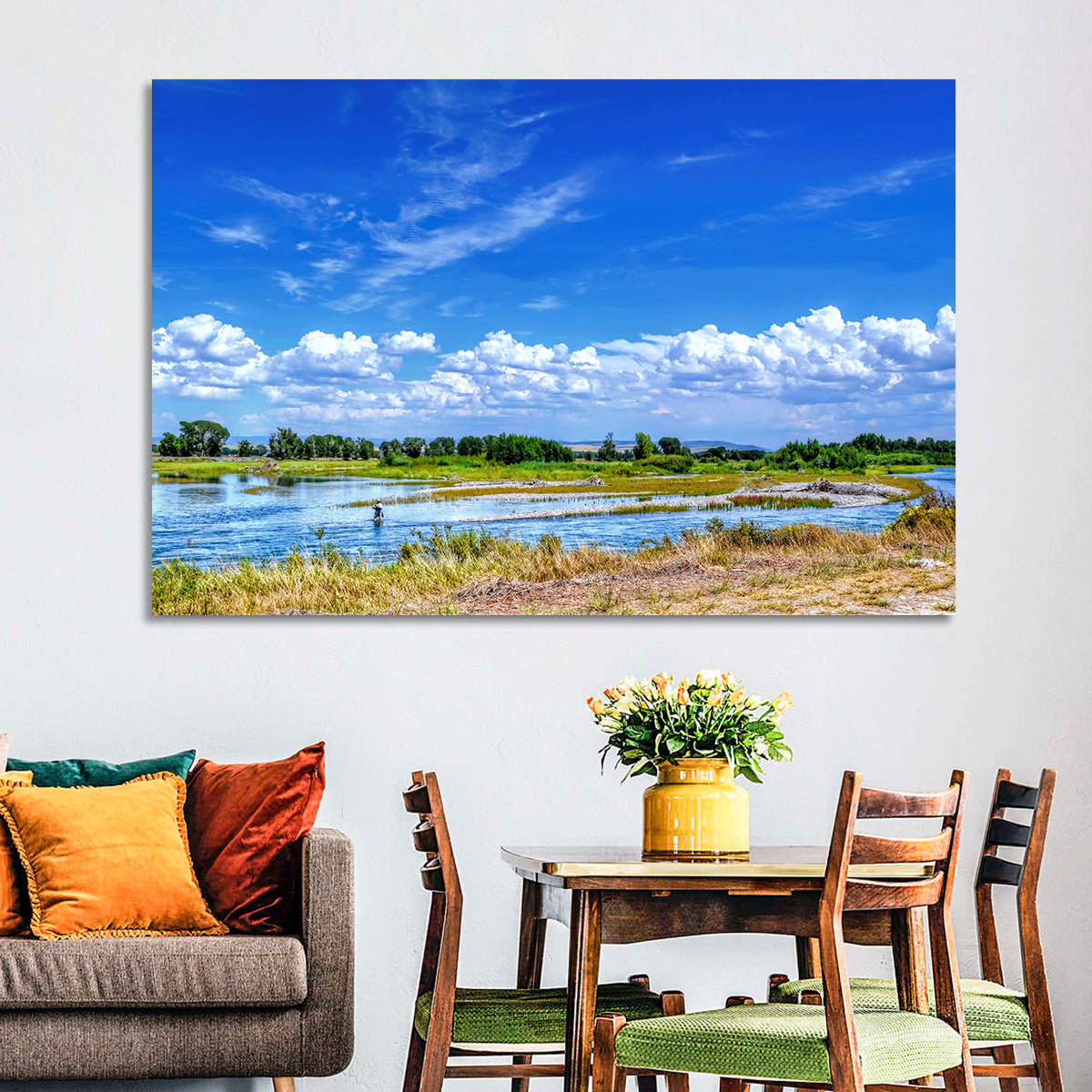 Snake River Fly Fishing, Idaho Wall Art in a room, landscape