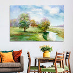 Spring Cottage by the Stream Wall Art