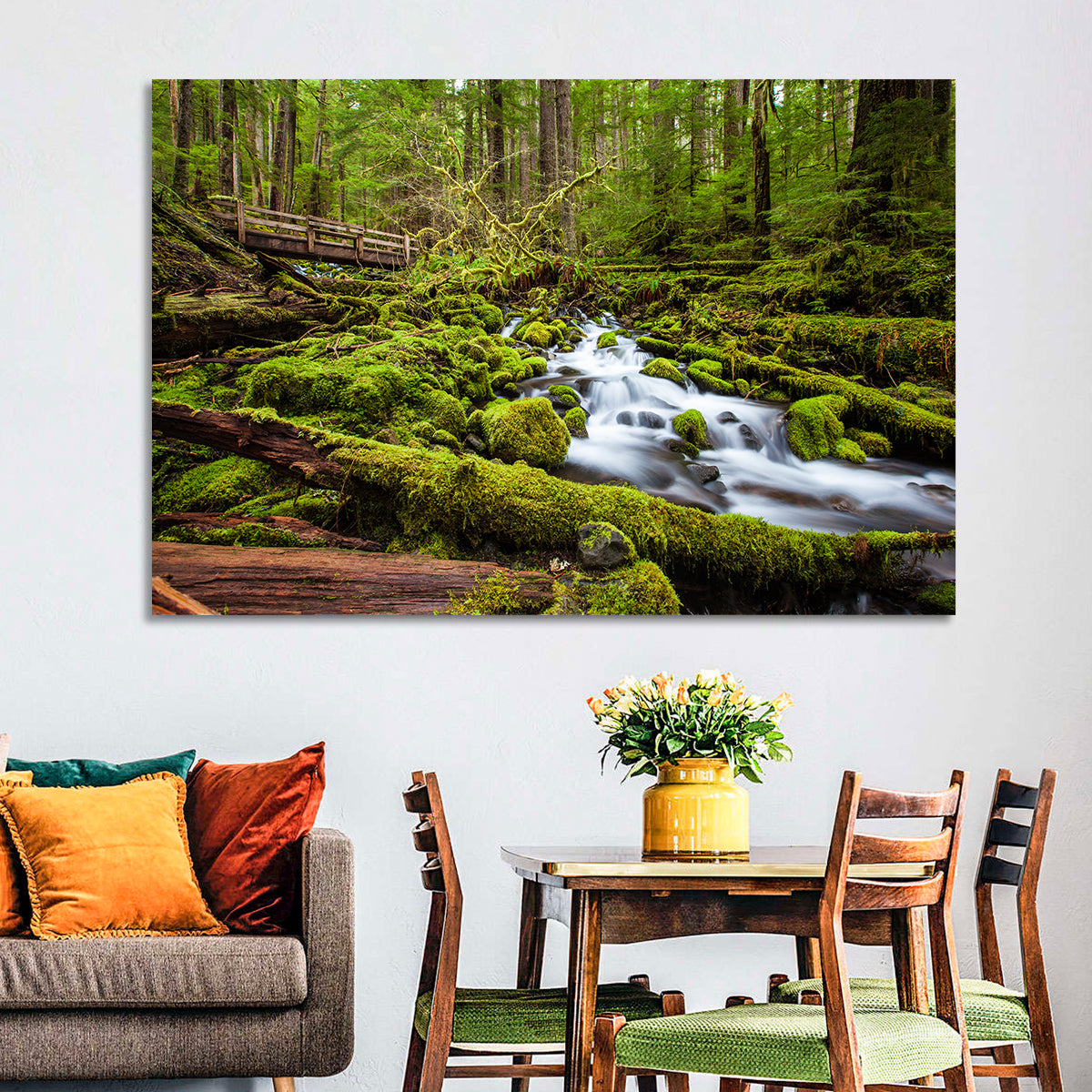 Mossy Cascade Forest Stream Wall Art