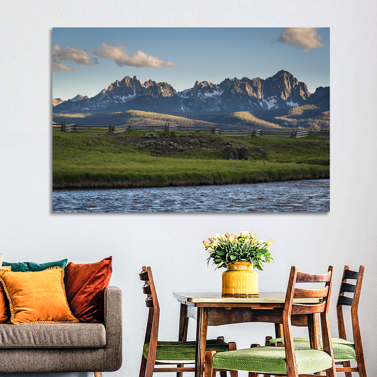 Sawtooth Mountains, Idaho Wall Art in a room, landscape