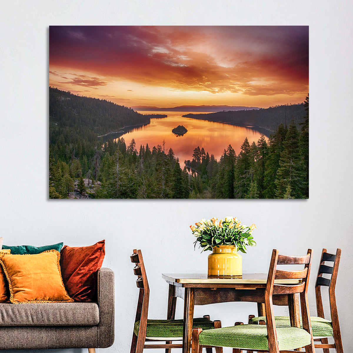 Emerald Bay Sunrise, Lake Tahoe Wall Art in a room, landscape