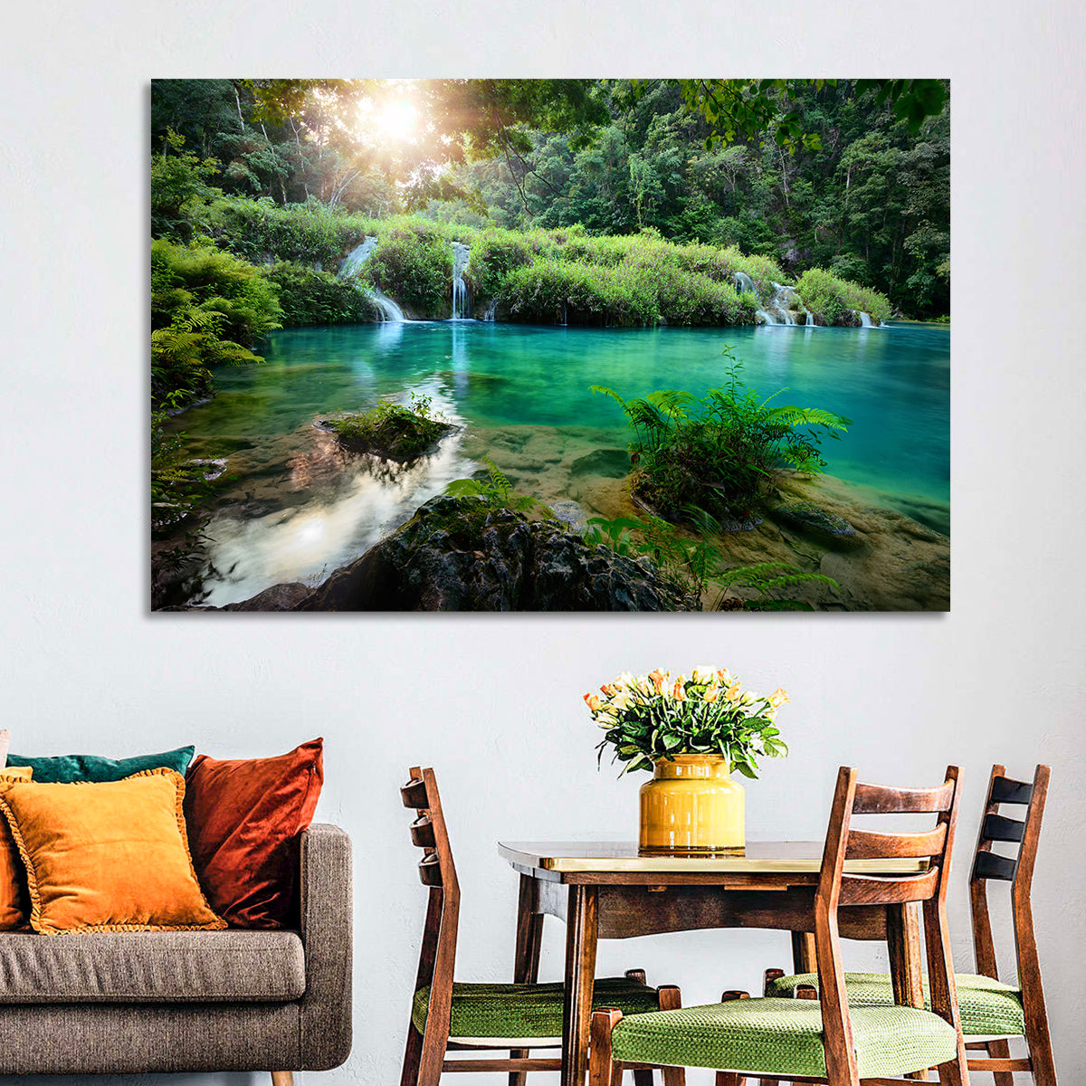 Semuc Champey Turquoise Pools Wall Art in a room, landscape