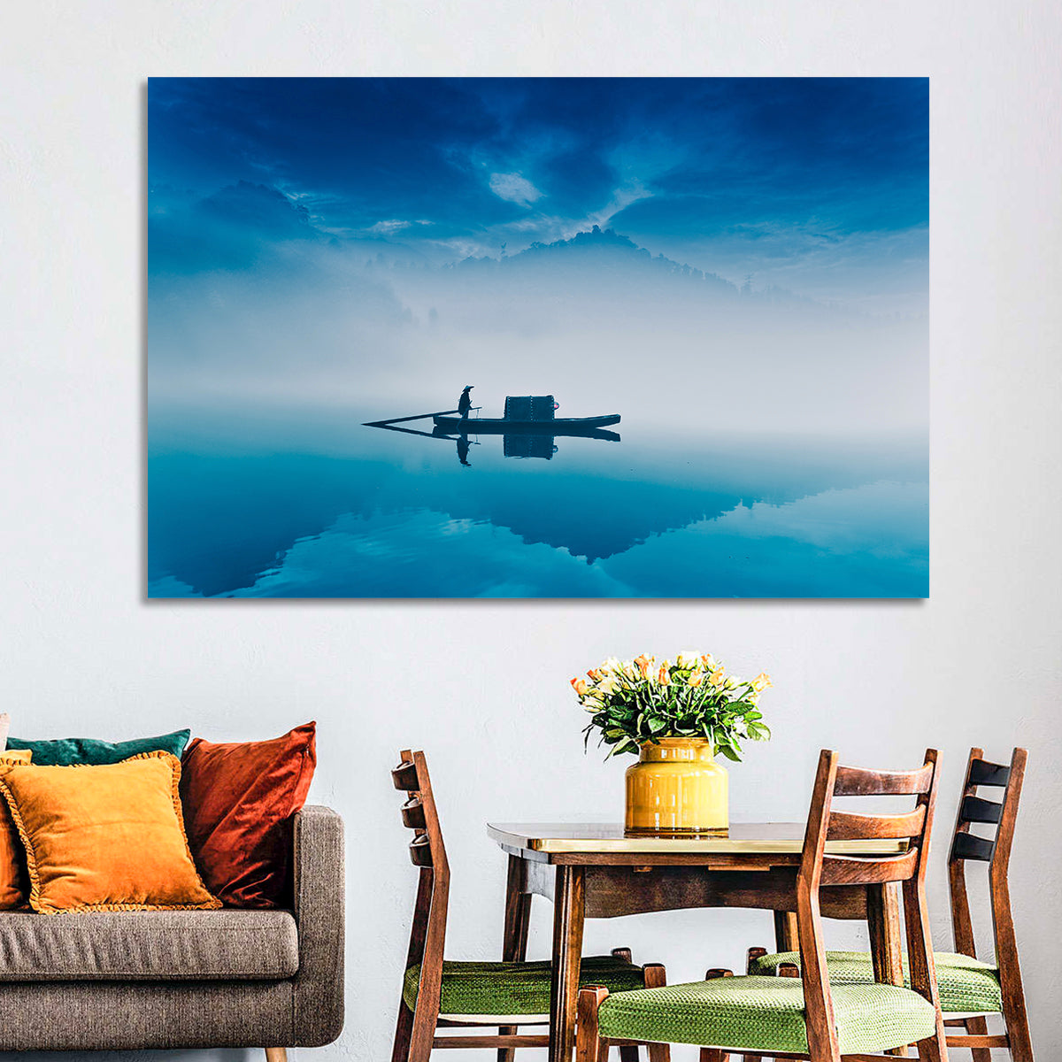 Dongjiang Lake Morning Wall Art in a room, landscape