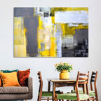 Yellow and Gray Color Block Abstract Wall Art