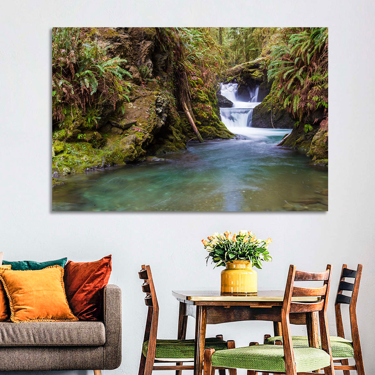 Willaby Creek Waterfall Wall Art in a room, landscape