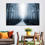 Misty Forest Road at Twilight Wall Art