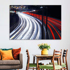 Night Highway Light Trails Wall Art