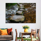 Mossy Stepping Stones Over Stream Wall Art