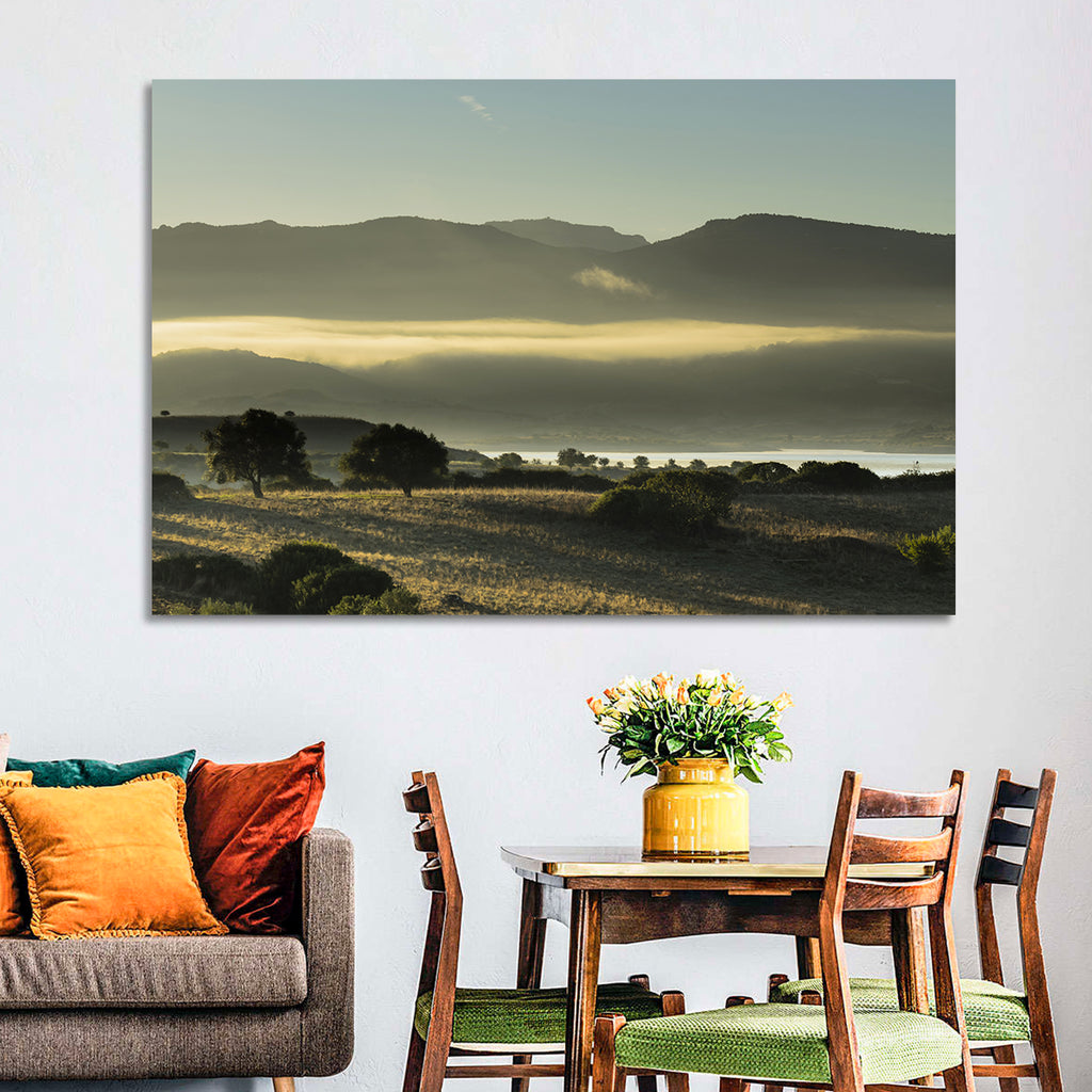 Lake Omodeo Morning Mist Wall Art