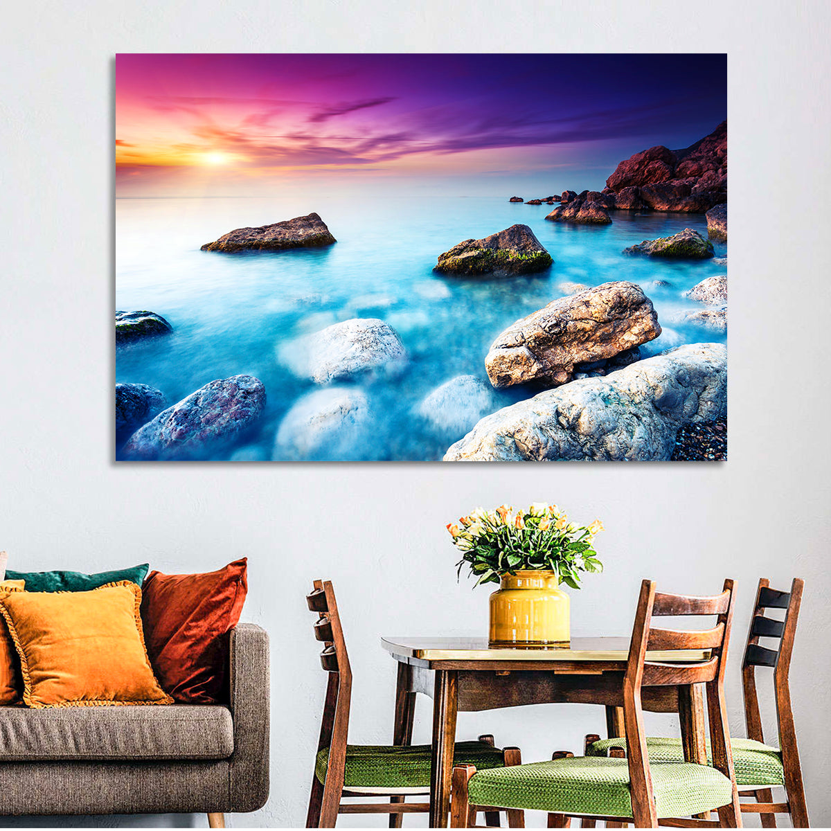 Rocky Beach Sunset Wall Art