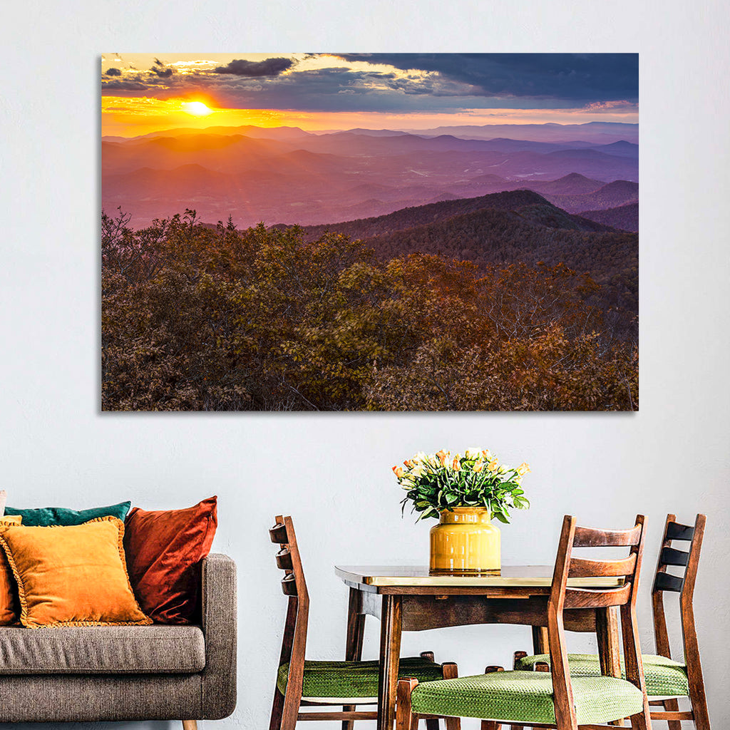 Blue Ridge Sunset Over Autumn Ridges Wall Art