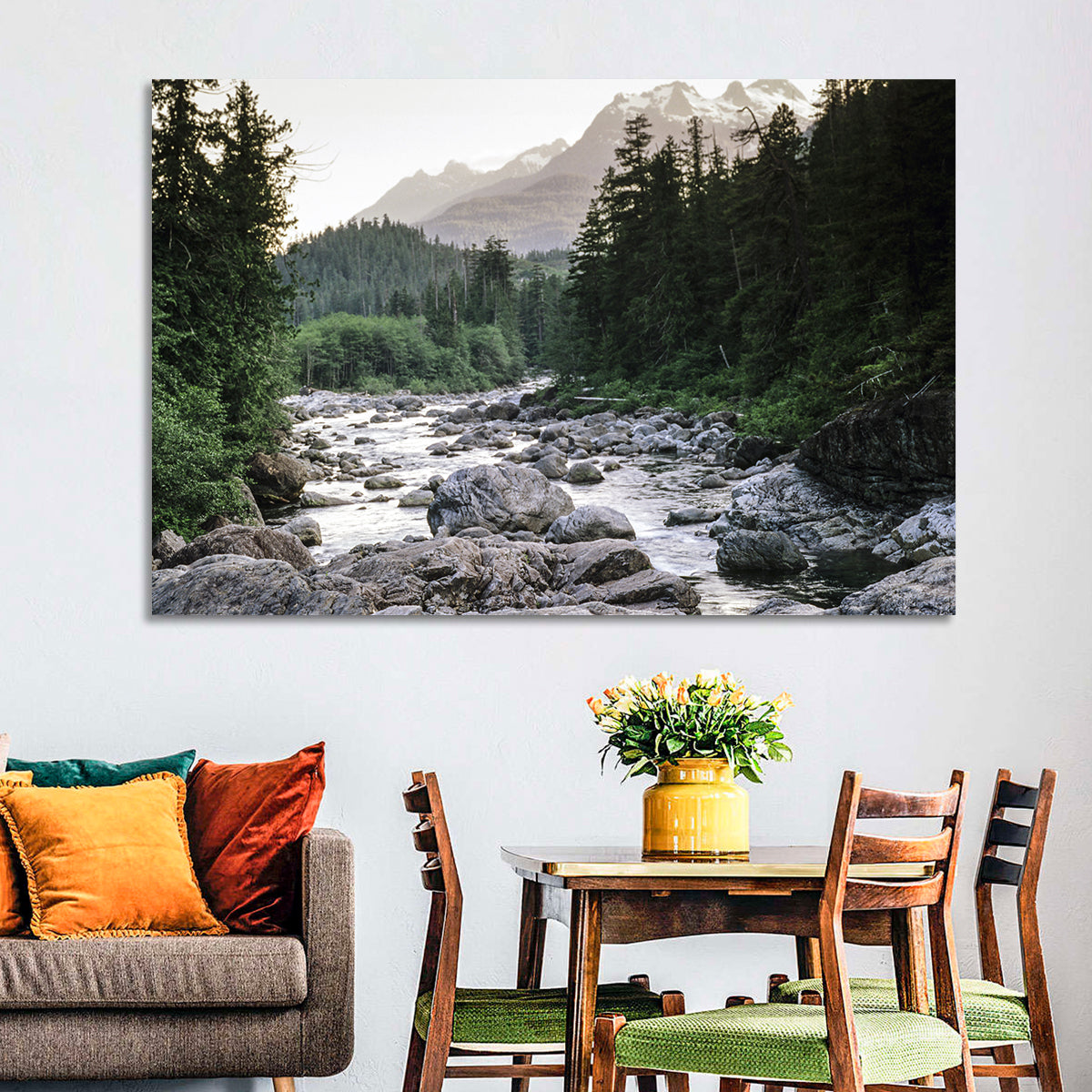 Snake River Mountain View Wall Art in a room, landscape