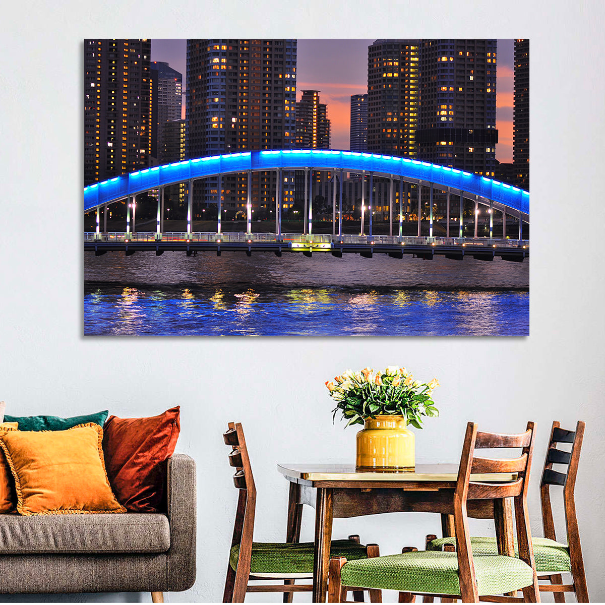 Eitai Bashi Bridge Wall Art in a room, landscape