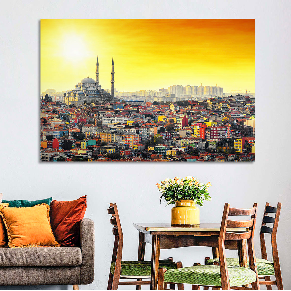 Fatih Mosque at Sunset Wall Art in a room, landscape