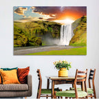 Skógafoss at Sunset Wall Art