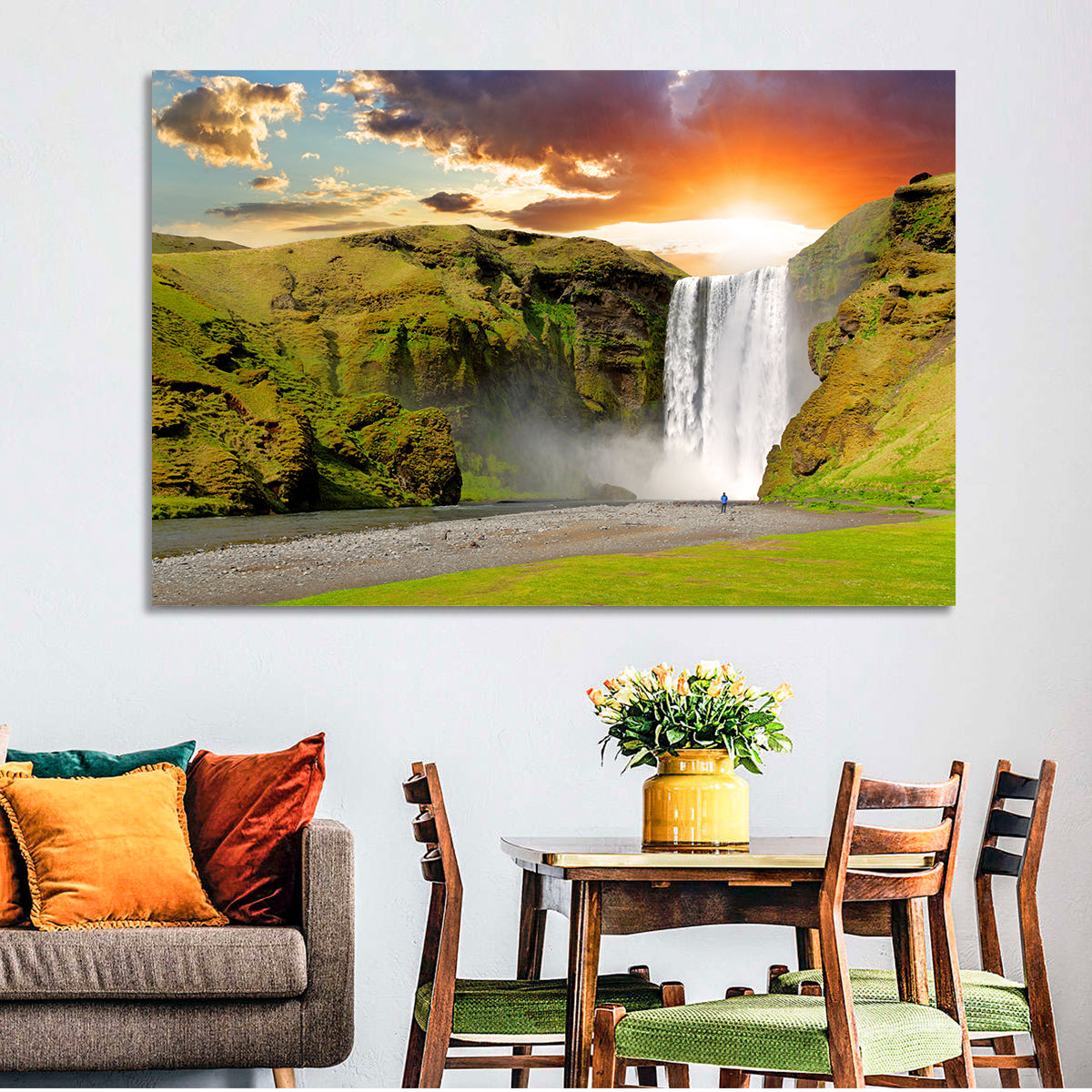 Skógafoss at Sunset Wall Art