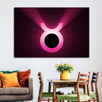 Glowing Pink Taurus Symbol Wall Art