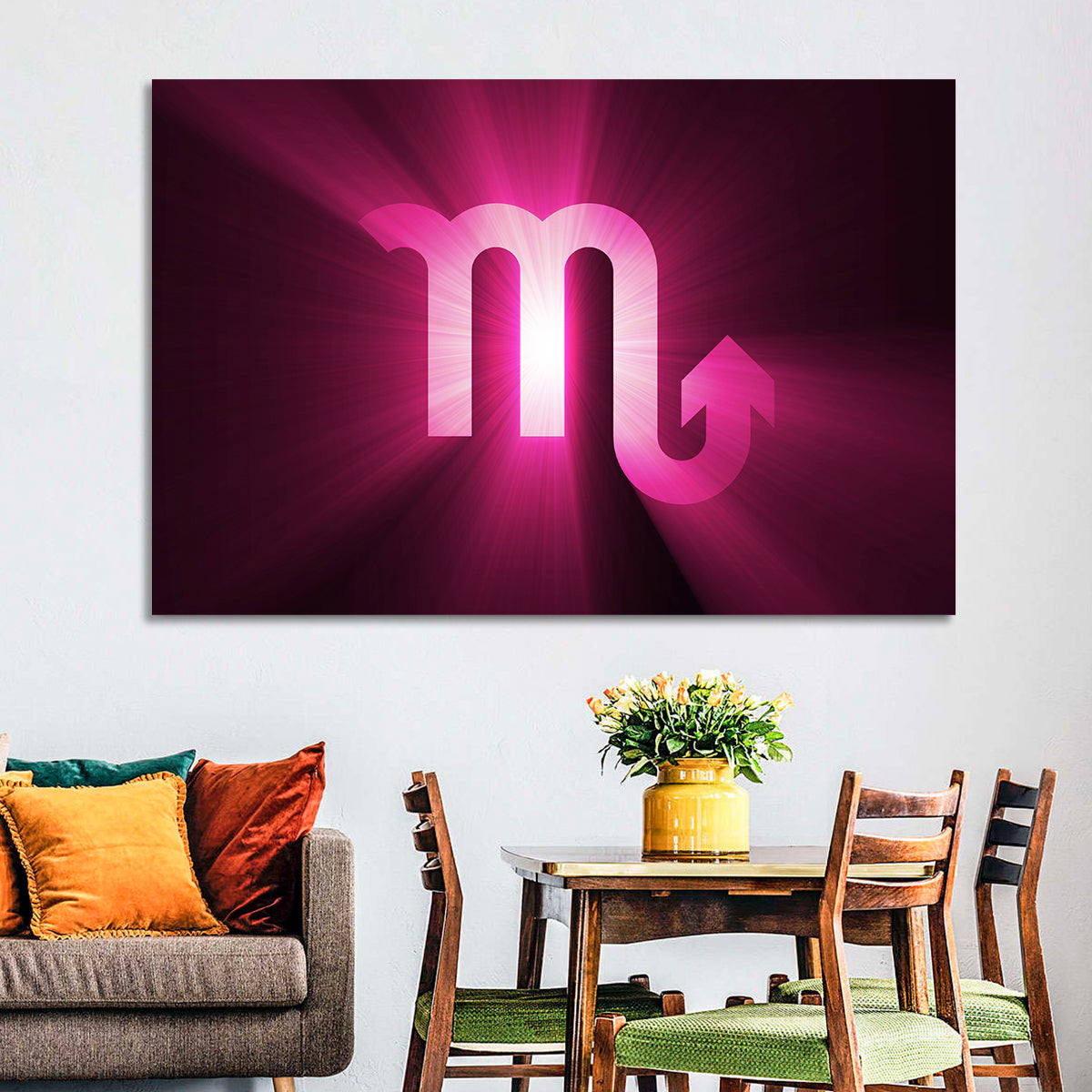Scorpio Glyph with Magenta Burst Wall Art