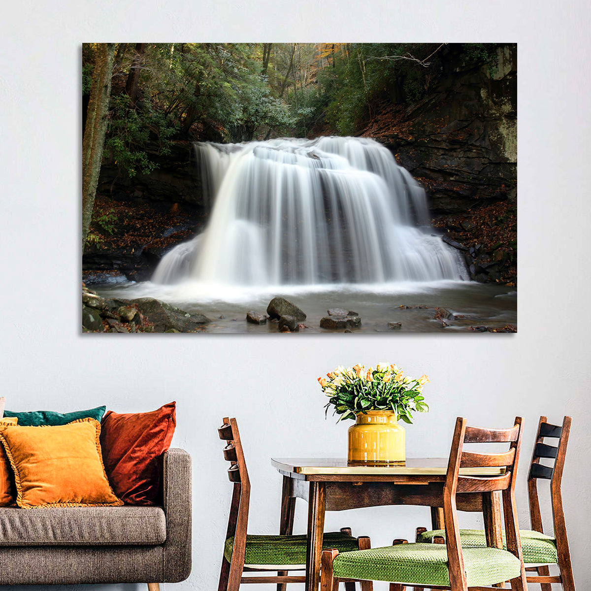 Holly River Autumn Waterfall Wall Art