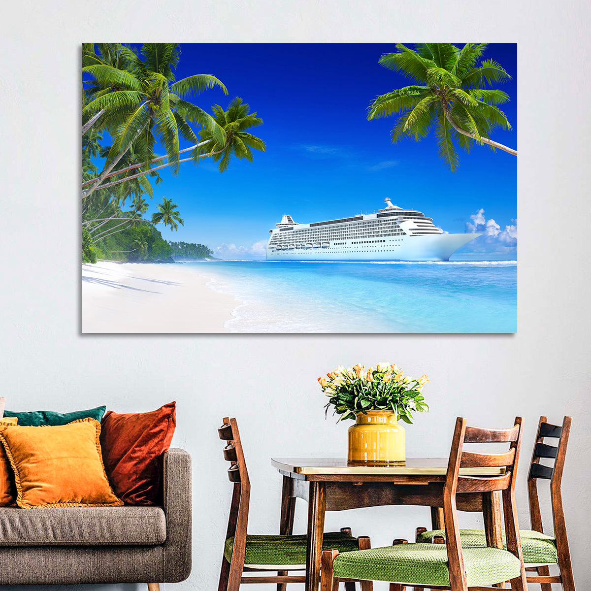Tropical Beach Cruise Ship Shoreline Wall Art