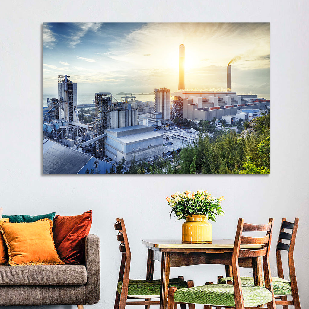 Coastal Power Plant at Sunrise Wall Art