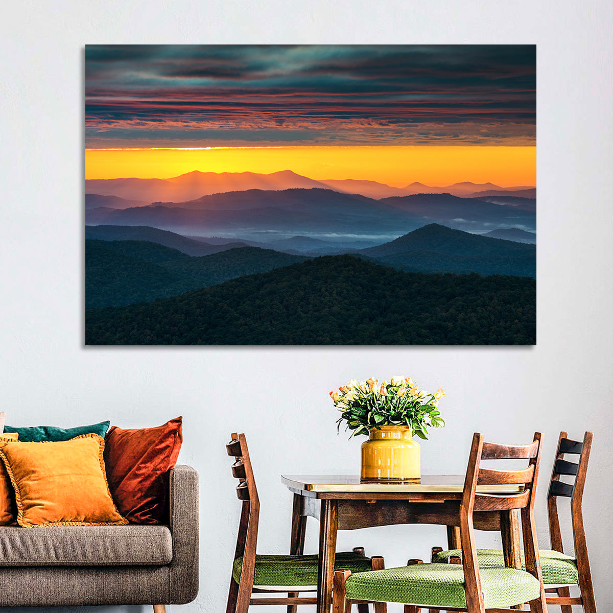 Misty Blue Ridge Sunrise North Carolina Wall Art