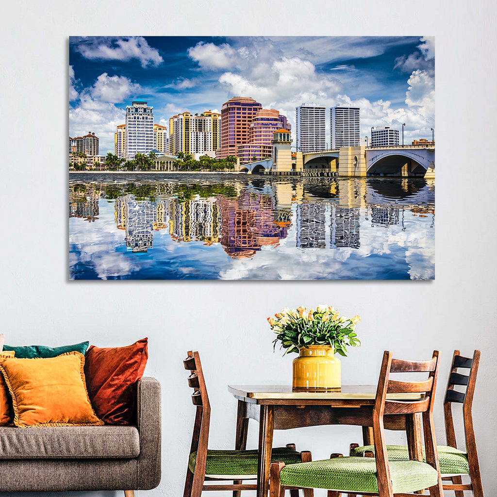 West Palm Beach Skyline Reflection Wall Art