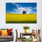 Red Barn in Golden Wheat Field Wall Art