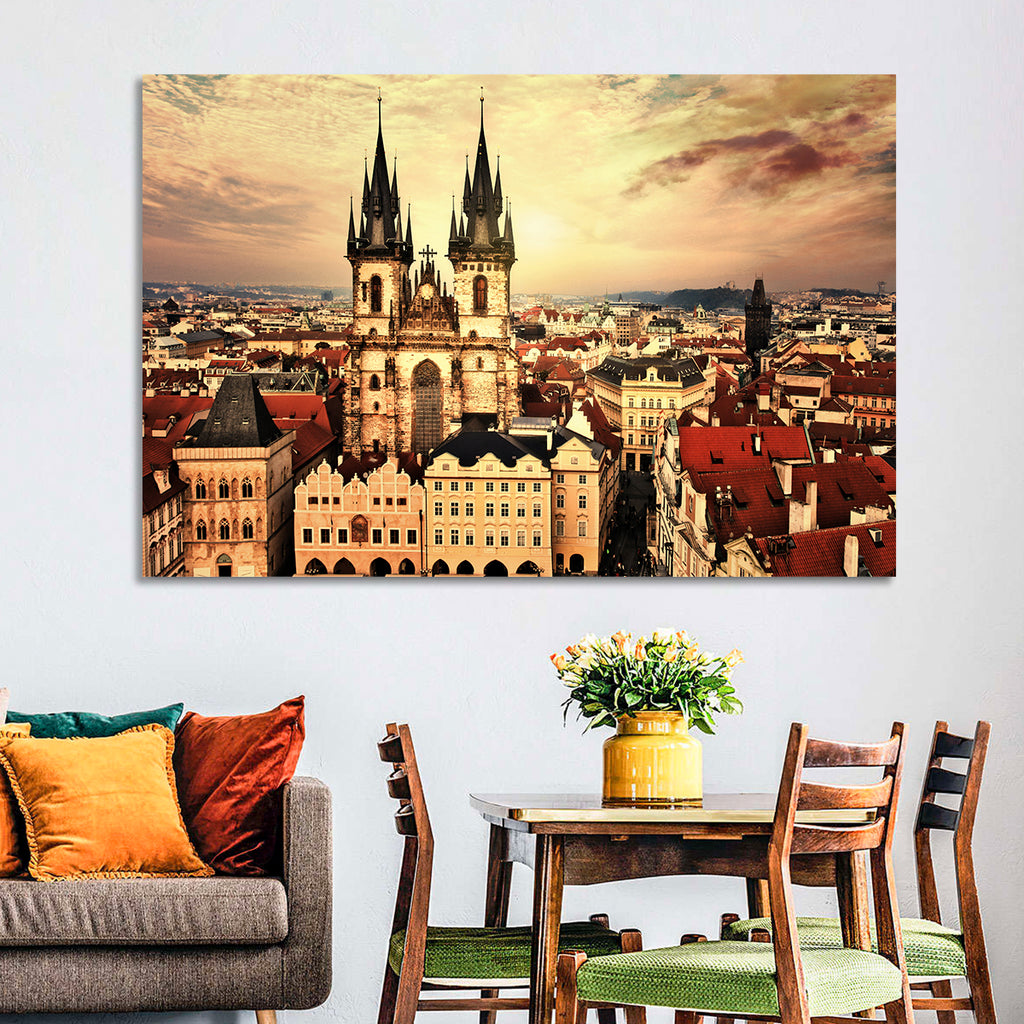 Prague Old Town Skyline at Golden Hour Wall Art