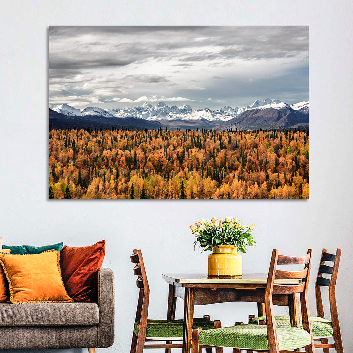Talkeetna Autumn Landscape Wall Art in a room, landscape