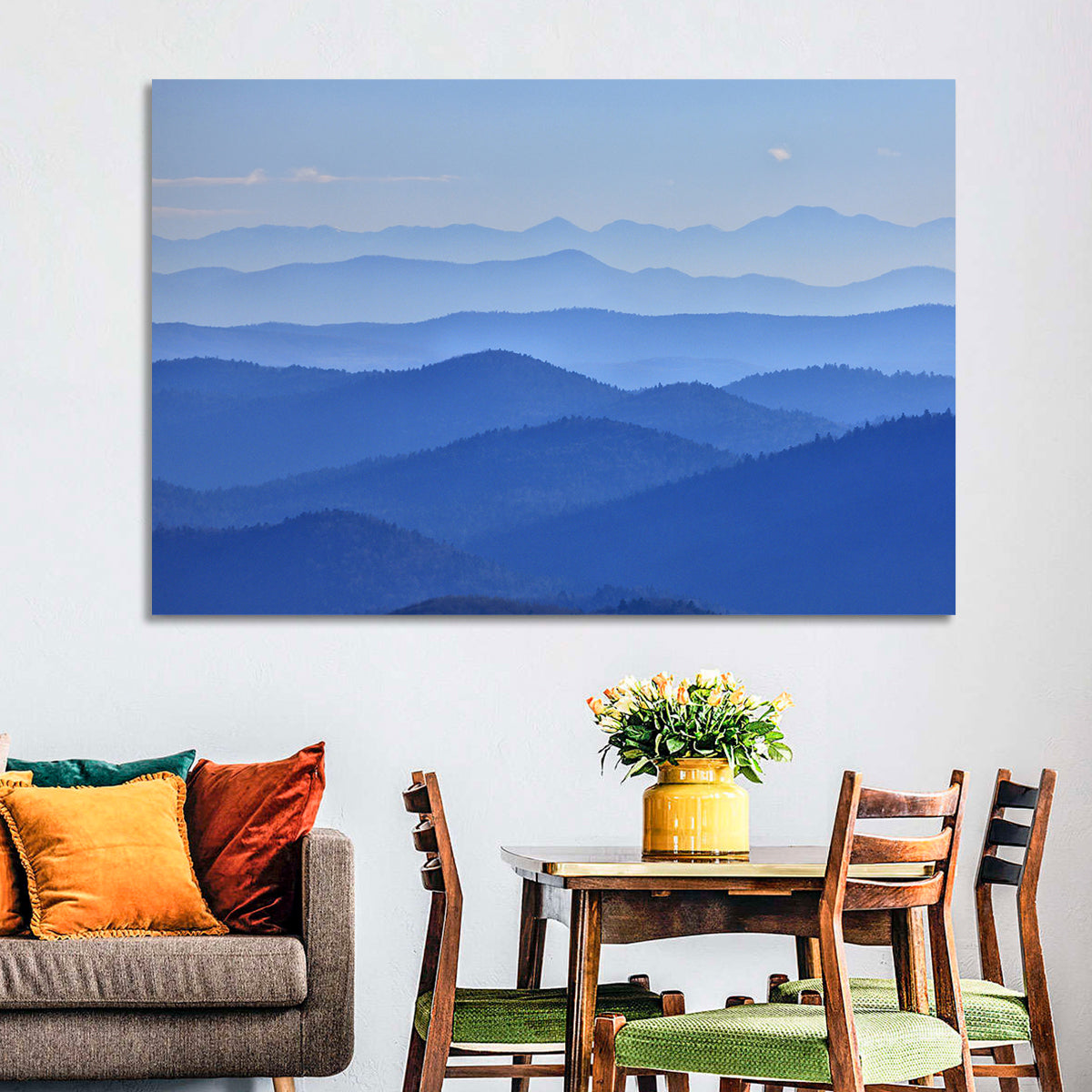 Misty Blue Mountain Valley Wall Art