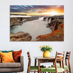 Selfoss Waterfall at Sunset Wall Art
