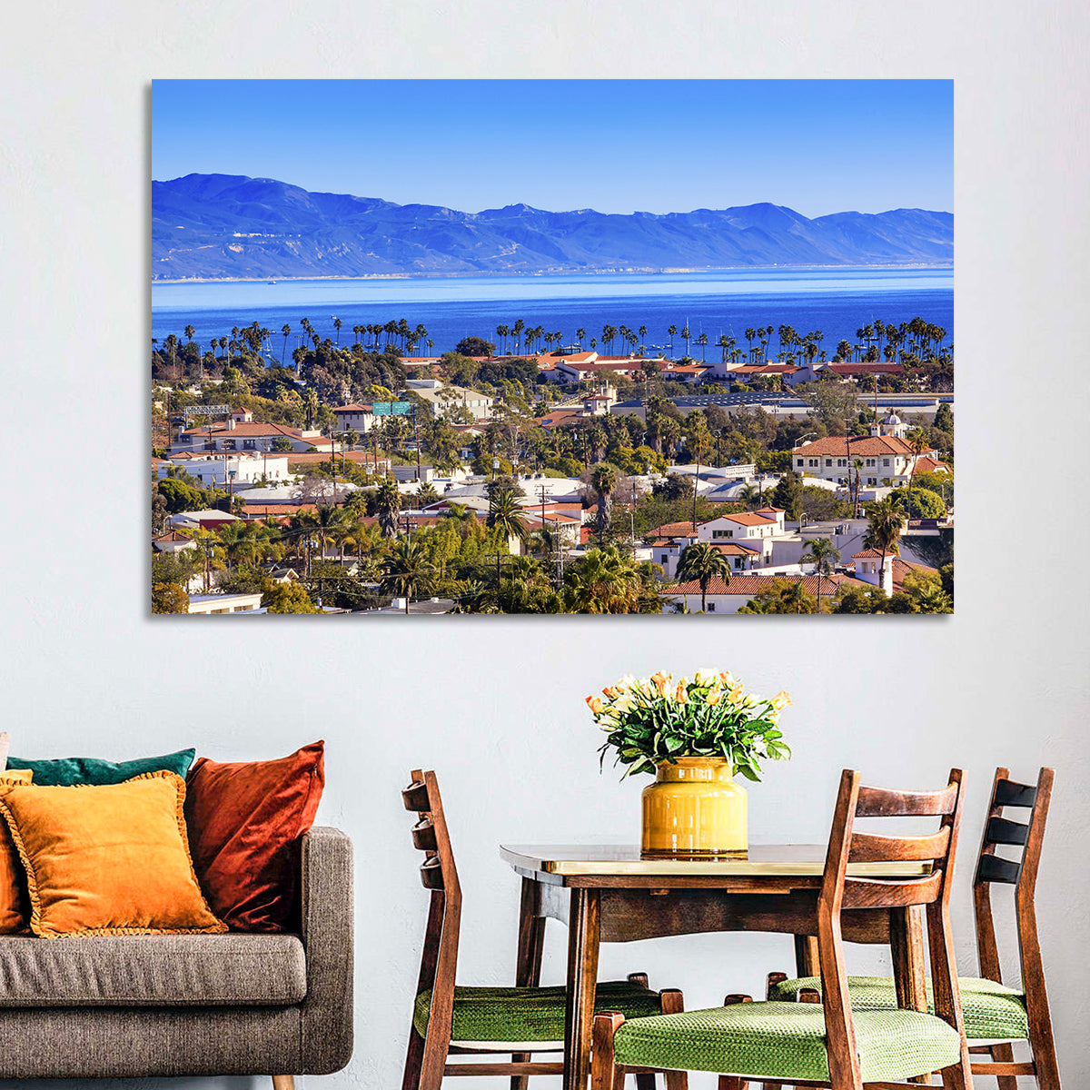 Santa Barbara Waterfront View Wall Art in a room, landscape