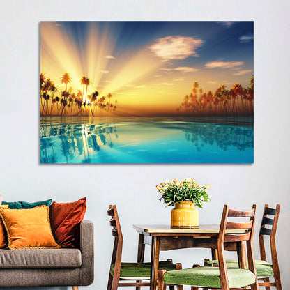 Palms Island Sunset Wall Art