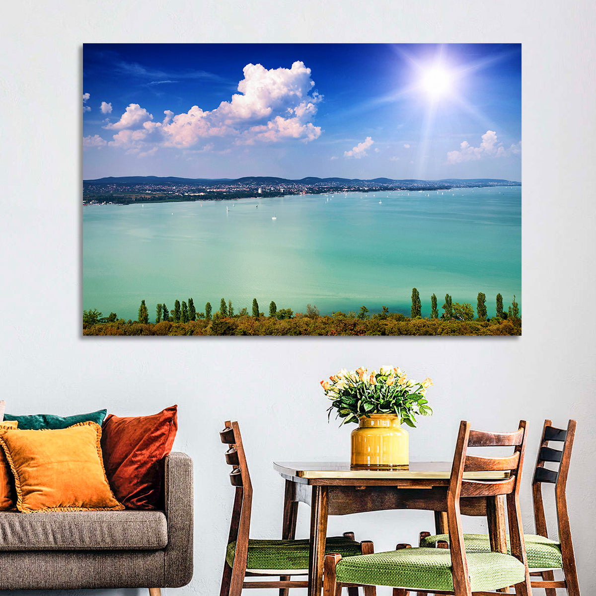 Tihany View Lake Balaton Wall Art in a room, landscape