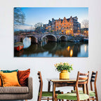 Brouwersgracht Canal Bridge at Dusk Wall Art