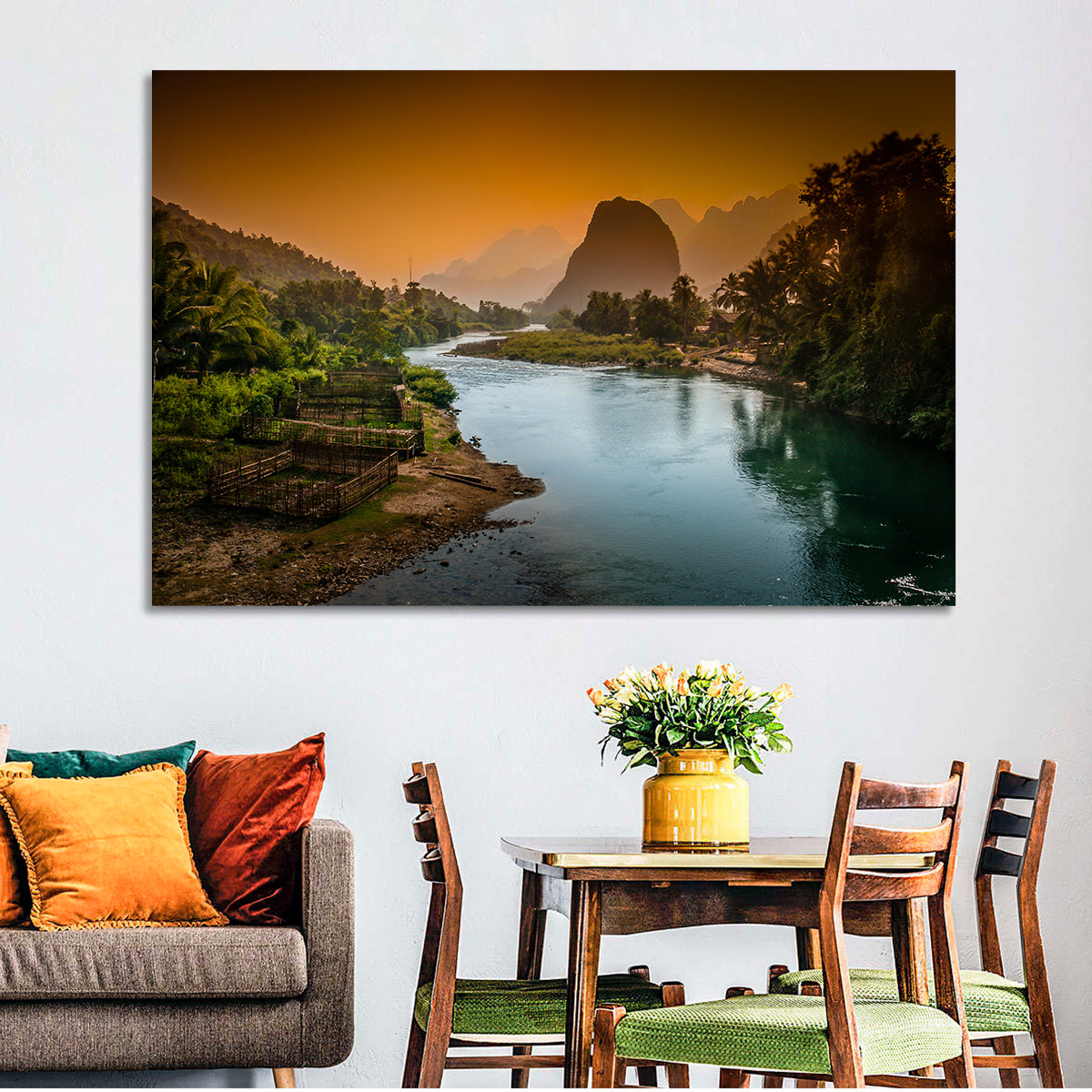 Nam Song River Wall Art in a room, landscape